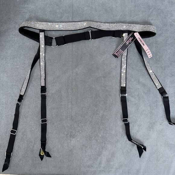 New Victoria's Secret Very Sexy Shine Strap Garter Belt Black Satin XS Small - Picture 3 of 7